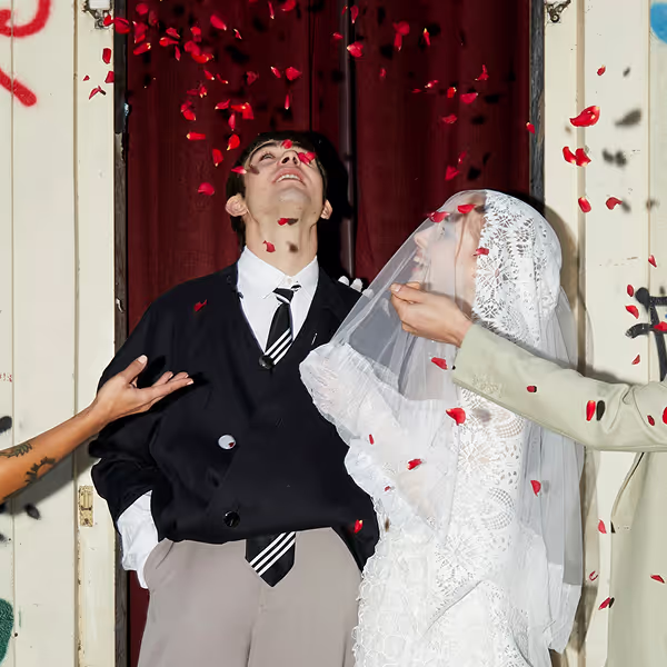 Couple with confetti